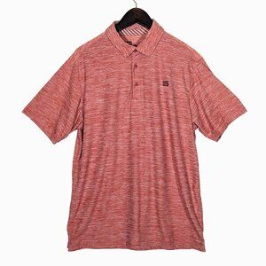 Men's Three Sixty Six Stretch Golf Polo Athletic Shirt Heather Salmon Red LARGE